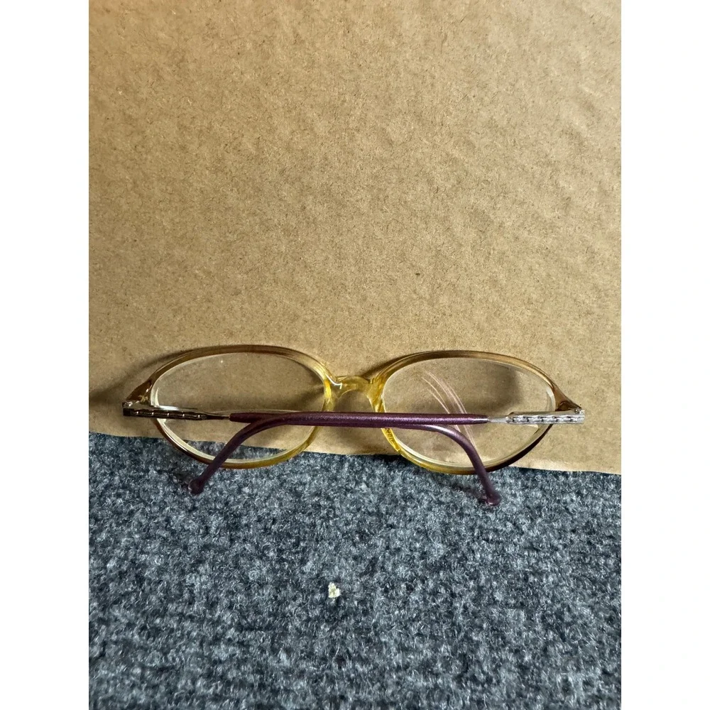 Safilo Elasta 5718 Eyeglasses Yellow Purple Oval Frames Made in Italy 135 52-18